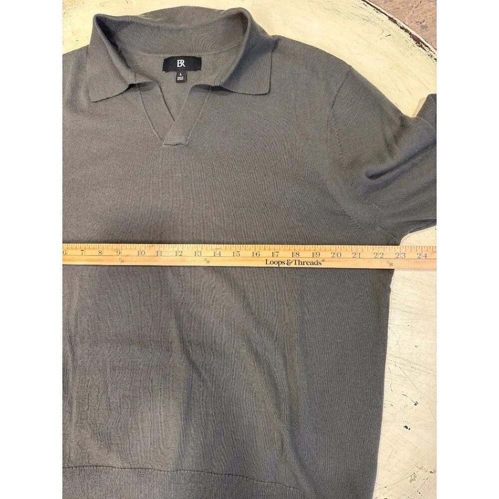 Banana Republic‎ Men's Merino Wool Open Collar Grey Sweater Lg